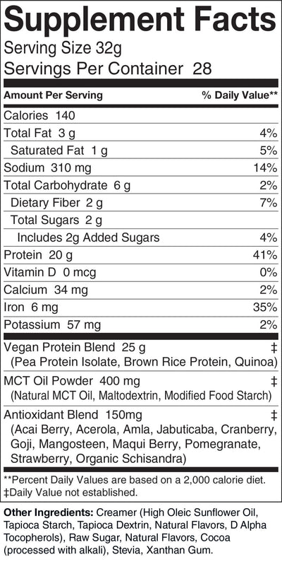 2lb Vegan Protein Chocolate – 28 servings